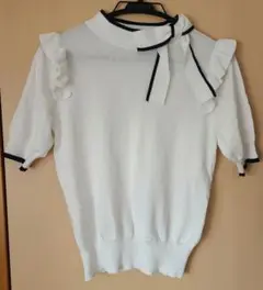 tocco closet ホワイトリボン 半袖ニット