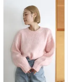 ungrid カラーモヘヤ混ルーズニット　ピンク