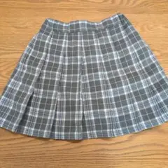 グレー系チェック プリーツスカート ショートパンツ付き