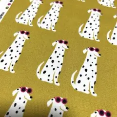 【オックスプリント】お行儀のよいダルメシアン マスタード 約110×50cm