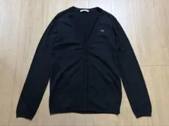 美品　ラコステ　長袖Ｖネックカーディガン　黒　38 M コットン薄手