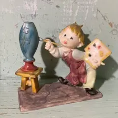 ITALYフィギュリン 少年画家 花瓶 ペイント オブジェ ヴィンテージ