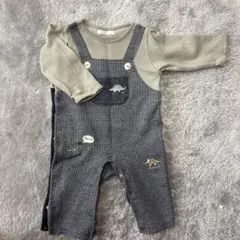bebe オーバーオールロンパース 80cmグレー/ブラック