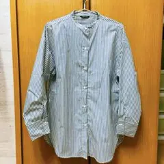美品　Lugnoncure ストライプ 長袖シャツ スタンドカラー　羽織り