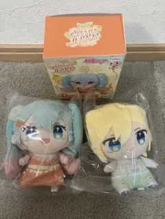 フリューくじ　初音ミク　Ｄ賞ぬいぐるみマスコット　初音ミク　鏡音レン　２点セット