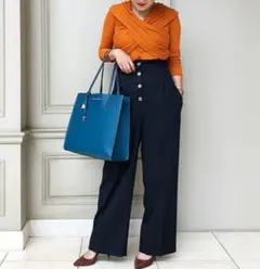 美品✨CINOH チノ 定価3.8万 ハイウエスト ボタン ワイドパンツ 日本製
