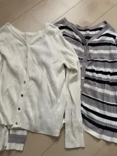 リブ編みカーディガン2点セット MとL