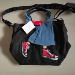 mis zapatos ショルダーバッグ 黒/青