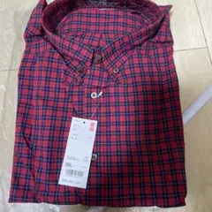 ユニクロ　EFC ブロード　チェックシャツ　長袖　3XL 15レッド