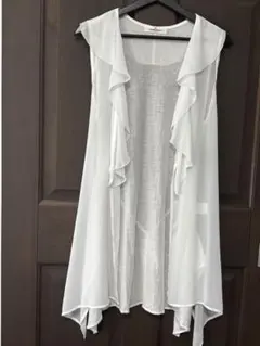 シフォンフリル ノースリーブカーディガン ホワイトのサムネイル