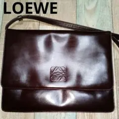 LOEWE　ロエベ　ダークブラウン　レザー　ショルダーバッグ　アナグラム