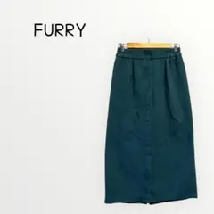 【FURRY 】緑　タイトスカート　ロング　バックスリット　上品　ウエストゴム
