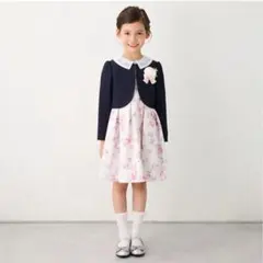 入学式 レース衿花柄OP＋ジャケットセット 120cm petit main