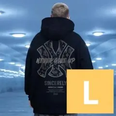 メンズ トップス 黒 L パーカー メンズ トレーナー 韓国 ブラック