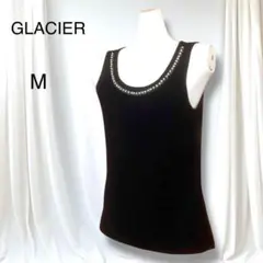 美品　グラシア　ノースリーブトップス　パール＆ビーズビジュー　インナー　黒　M