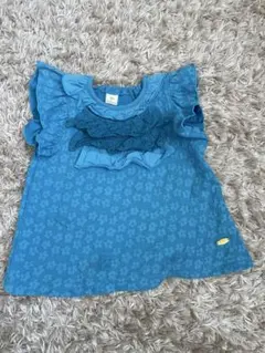 ベビー　フリル付き青色トップス 80cm