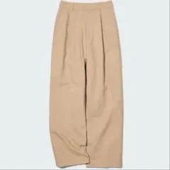 UNIQLOユニクロ　リネンブレンドタックワイドパンツ　（M）ベージュ