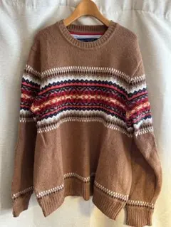 TOMMY HILFIGER ブラウン柄ニットセーター