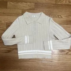 GU ケーブル編みポロセーター S ベージュ