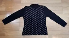 ストライプデザイン ブラックニット 長袖　Sサイズ