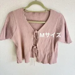 INGNIリブニット フロントリボン 半袖カーディガン Mサイズ