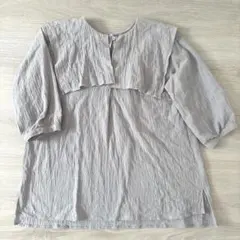 r.p.s ブラウス 楊柳 ワッシャー グレー⁠ セーラー服風 綿99％のサムネイル
