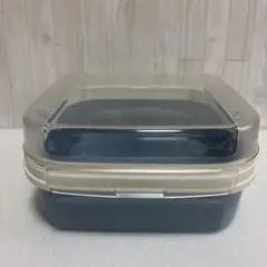 タッパーウェア モジュラーメイト2.6L水色 ヴィンテージ ヒンジ蓋付き