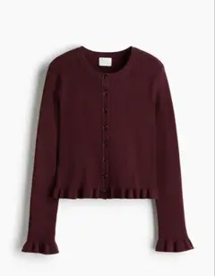 H＆M リブニットカーディガン バーガンディ