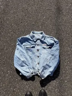 【希少/イタリア製90sデニムジャケット　ユーロ古着 ビッグシルエットM〜L短丈