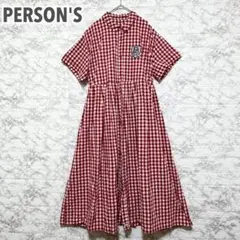 PERSON'S ワンピース　ギンガムチェック　タック　フレア　半袖　ゆったりのサムネイル