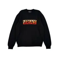 VERSACE ヴェルサーチ 現行 ボックスロゴセーター XL相当 QRあり 黒のサムネイル