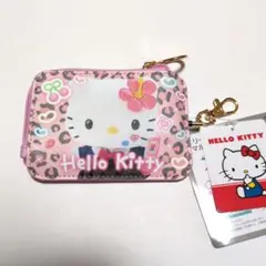 ハローキティ　ヒョウ柄　ギャル　リール付きマルチケース　パスケース
