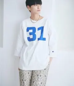 【ROSE BUD】 <Champion別注>フットボールTシャツ 七分袖