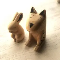木製ウサギと犬のオブジェ 1-Lab