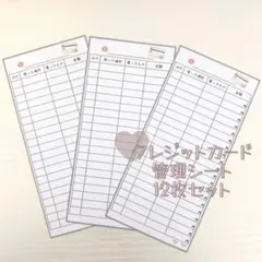 ♡⃛ クレカ管理シート 12枚セット ♡⃛