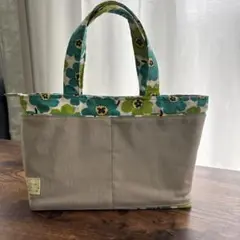 花柄ジッパー付きトートバッグ（中古）（美品）