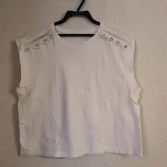 ZARA　ホワイトキラキラビジュつきtシャツ