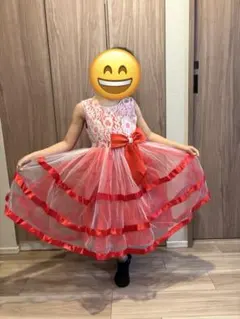 赤と白のレースドレス 120cm