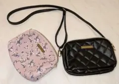MERCURYDUO 黒 キルティング バッグと 花柄 ピンク バッグセット