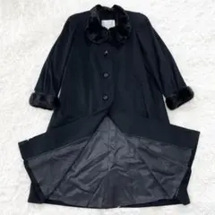極美品✨ PARIENNE　ロングコート　フォクスファー　ウール　ブラック ブラックグラマ ミンク コート ロング 着丈89cm ブラック
