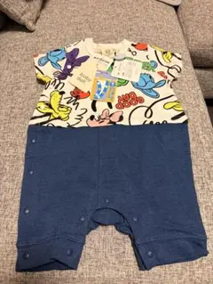 新品未使用 babydoll disney カラフル総柄ロンパース 80