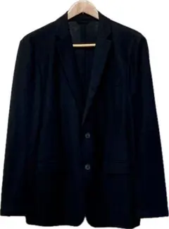 美品★カルバンクラインPLATINUM♂麻綿1枚仕立てシングル2Bジャケット★黒