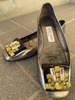 48時間限定値下げ中　JIMMY CHOO シルバー フラットシューズ