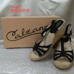 エイト様　新品未使用 カルザノール サンダル ウエッジソール 黒 37のサムネイル