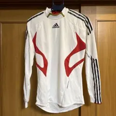 adidas CLIMAWARM 長袖シャツ ホワイト/レッド