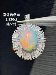 プラチナ900 オパール0,55ct 天然ダイヤ0.04ct ネックレス - メルカリ