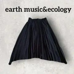 earthmusic&ecology シャドウチェックプリーツスカート (F)紺