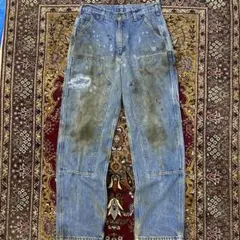 ⭐️極上！カーハート　ダブルニー　デニム　usa製 90s ワークパンツ　レア carhartt - メキシコ製 カーハート ダブルニー デニム パンツ