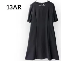 ブラックフォーマルワンピース Aライン 半袖 フレア 礼服 喪服 13AR 黒