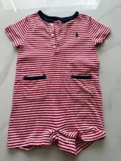 ポロ ラルフ・ローレン 赤白ストライプロンパース